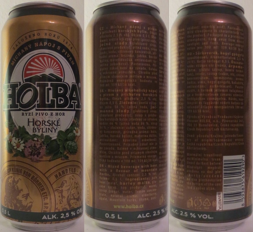 HOLBA RYZÍ PIVO Z HOR HORSKÉ BYLINY (CZ) (50cl) (B/O) č.1 