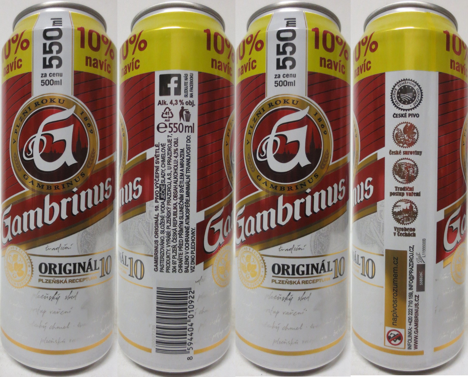 Gambrinus ORIGINÁL 10 550ml za cenu 500ml 10% navíc (CZ) (55cl) (B/O) č.1