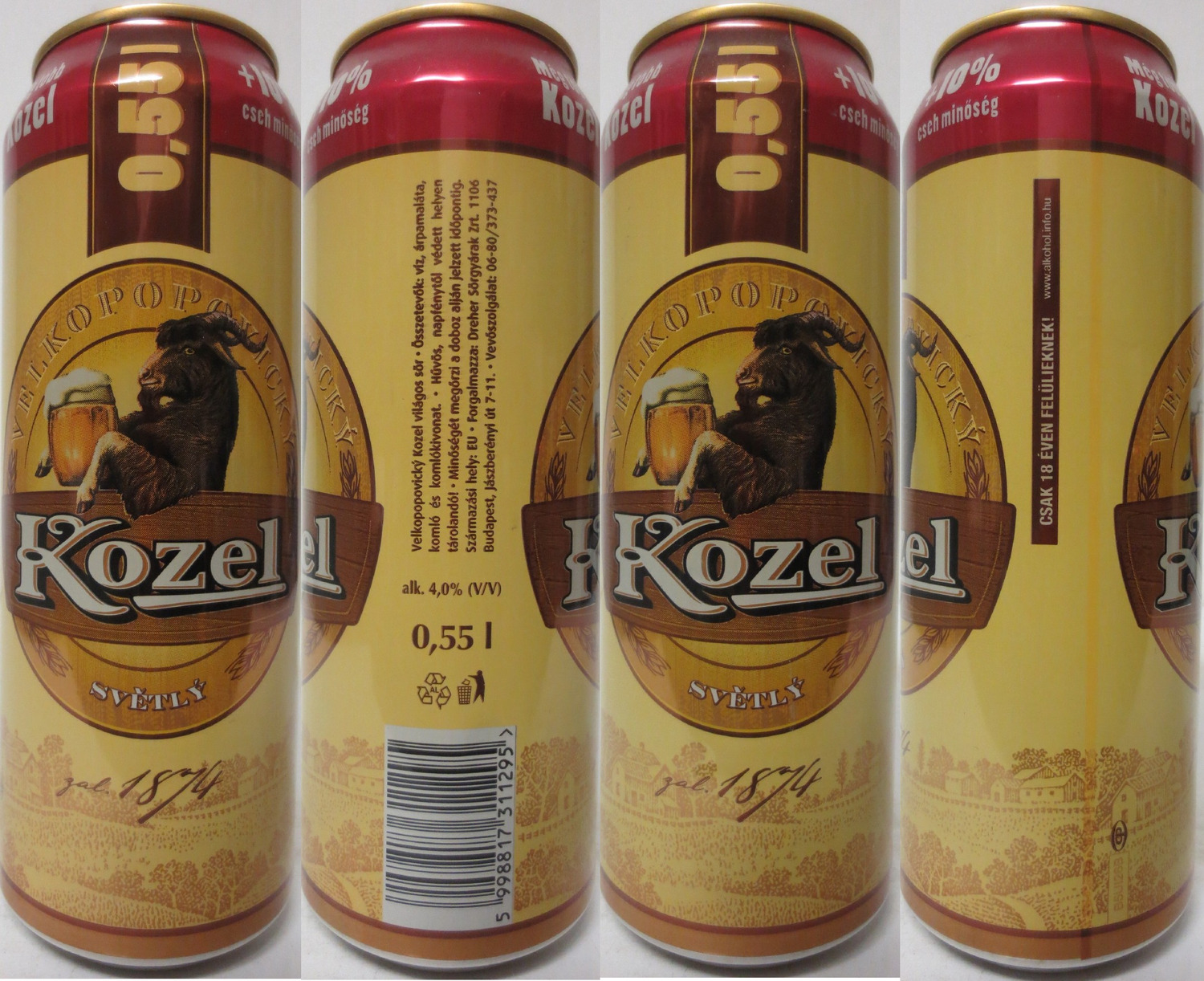 VELKOPOPOVICKÝ Kozel SVĚTLÝ zal. 1874 0,55l +10% (HU) (55cl) (B/O) č.1 
