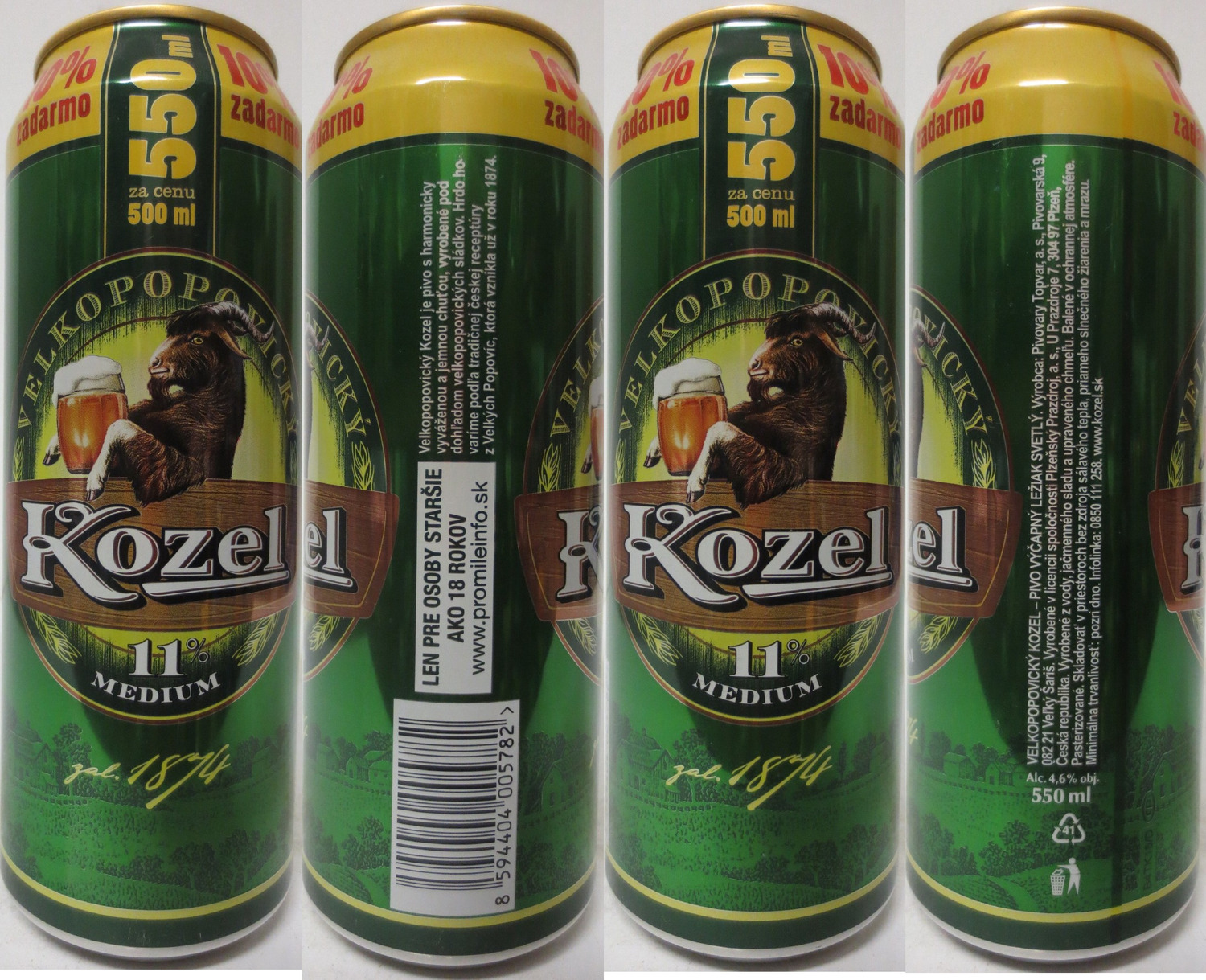 VELKOPOPOVICKÝ Kozel 11% MEDIUM 1874 550ml 10% zadarmo (SK) (55cl) (B/O) č.1 