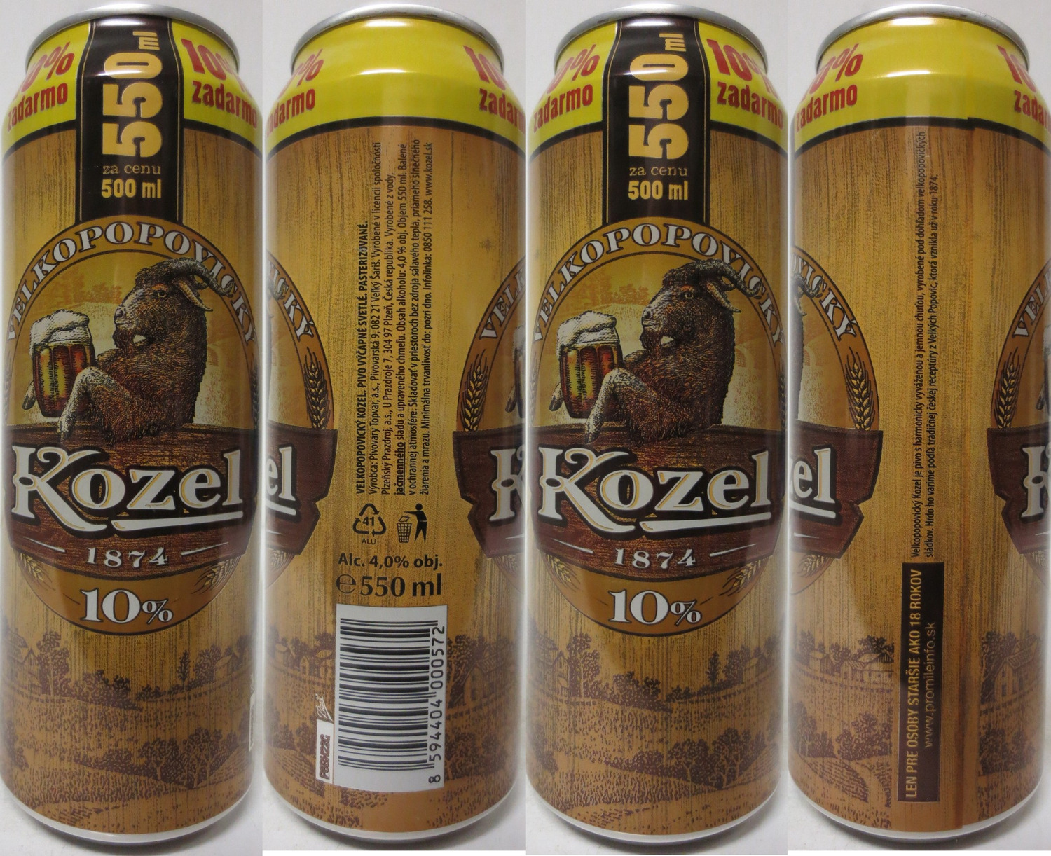 VELKOPOPOVICKÝ Kozel 1874 10% 550ml za cenu 500ml 10% zadarmo (SK) (55cl) (B/O) č.1 