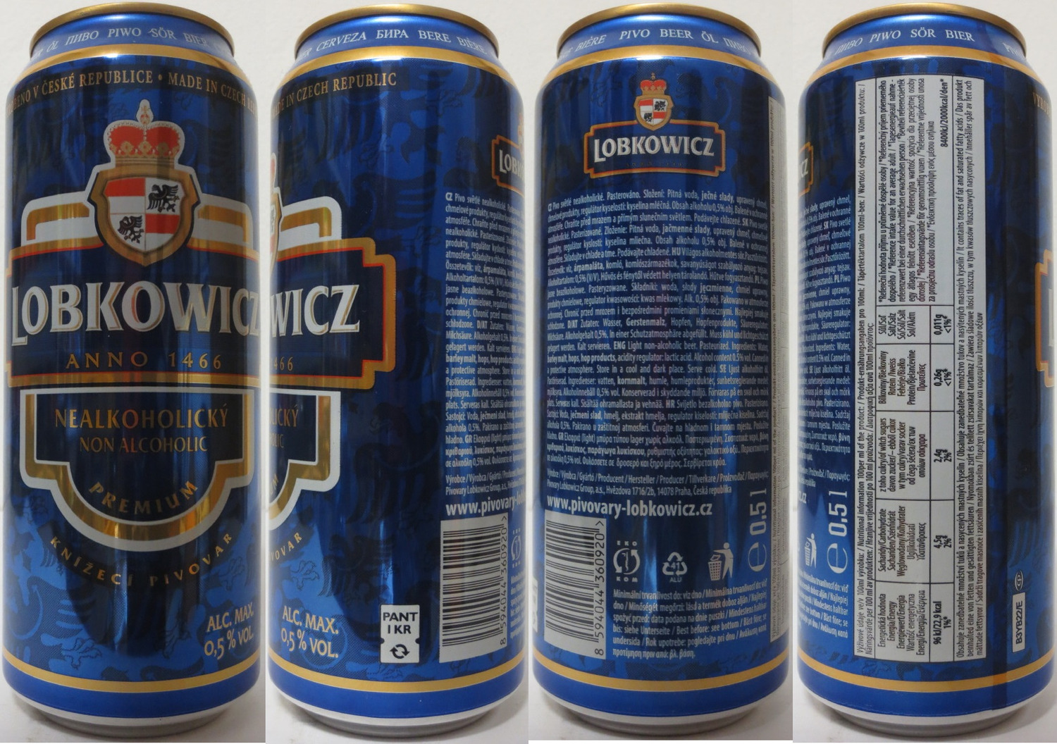 LOBKOWICZ NEALKOHOLICKÝ NON ALCOHOLIC PREMIUM (CZ) (50cl) (B/O) č.1 