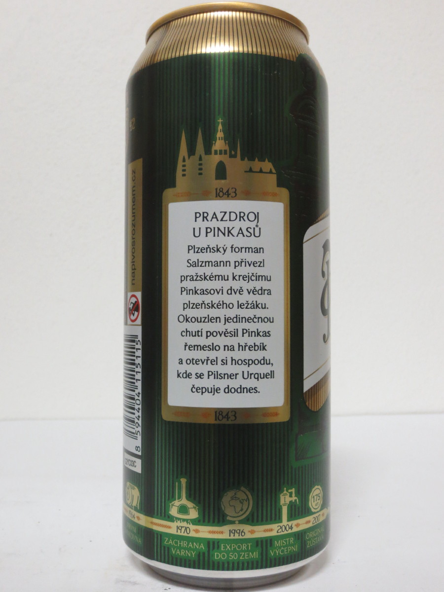 Pilsner Urquell 175 let - série 2017 - 1843 PRAZDROJ U PINKASŮ (50cl) (B/O)