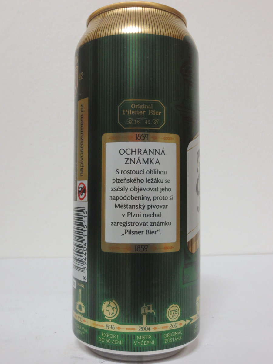Pilsner Urquell 175 let - série 2017 - 1859 OCHRANÁ ZNÁMKA (50cl) (B/O)