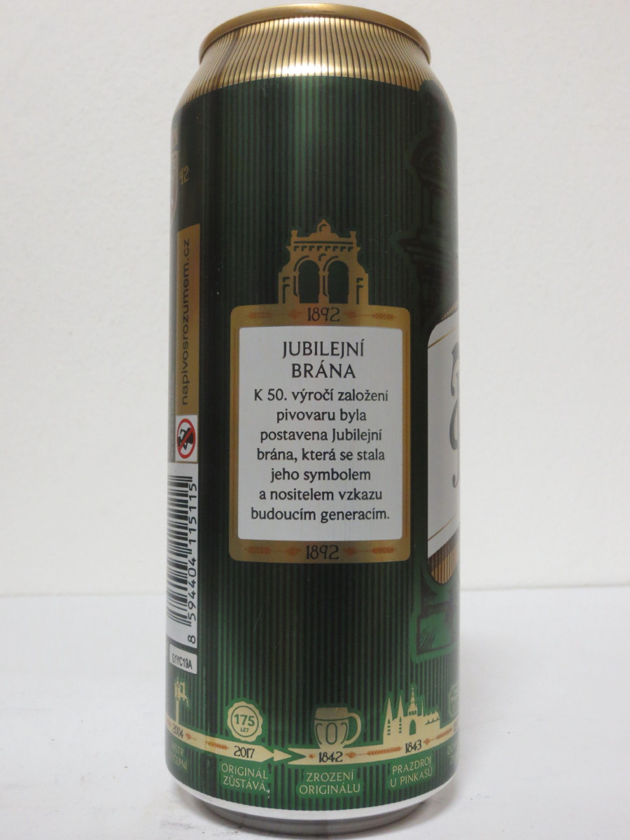 Pilsner Urquell 175 let - série 2017 - 1892 JUBILEJNÍ BRÁNA (50cl) (B/O) 