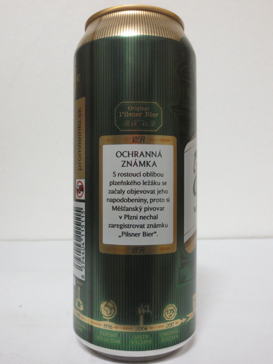 Pilsner Urquell 175 let - série 2017 -  1859 OCHRANÁ ZNÁKA (50cl) (B/O)