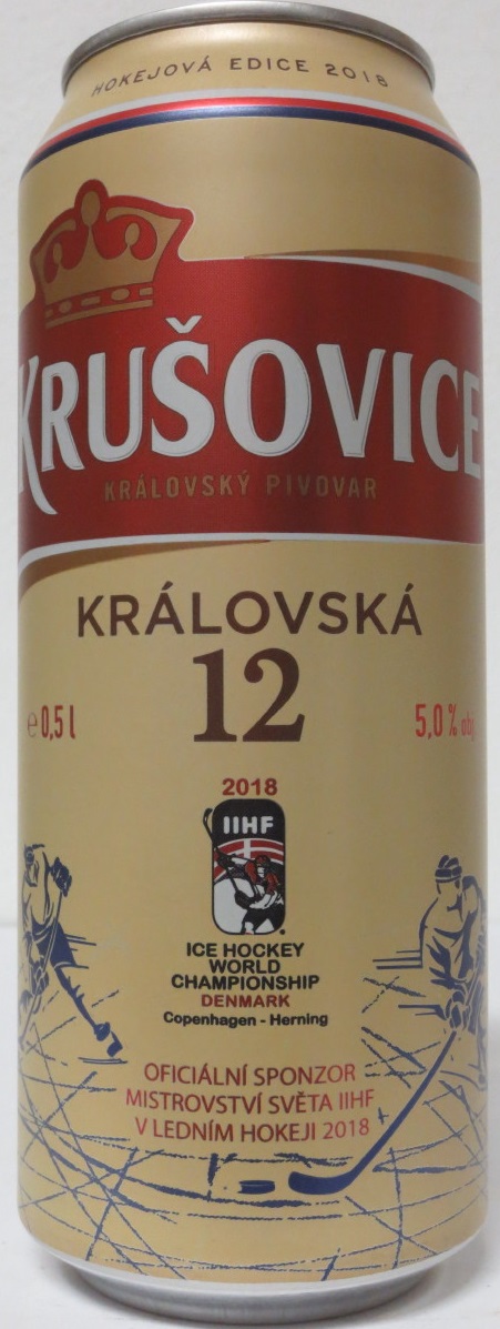  KRUŠOVICE KRÁLOVSKÝ PIVOVAR KRÁLOVSKÁ 12 2018 IIHF (50cl) (B/O)
