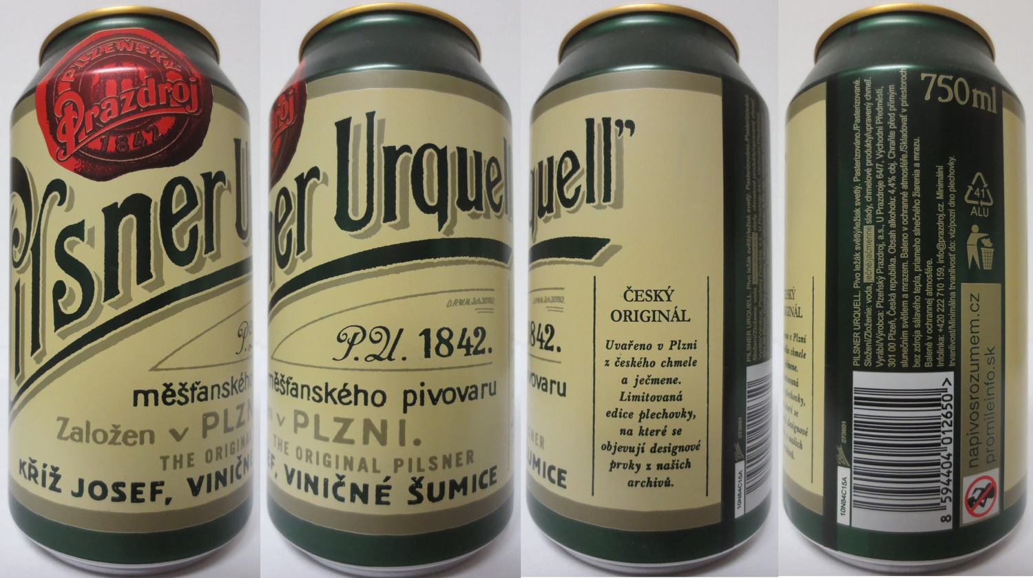 Pilsner Urquell P.U. 1842 KŘÍŽ JOSEF, VINIČNÉ ŠUMICE (CZ+SK) (75cl) (B/O) č.1