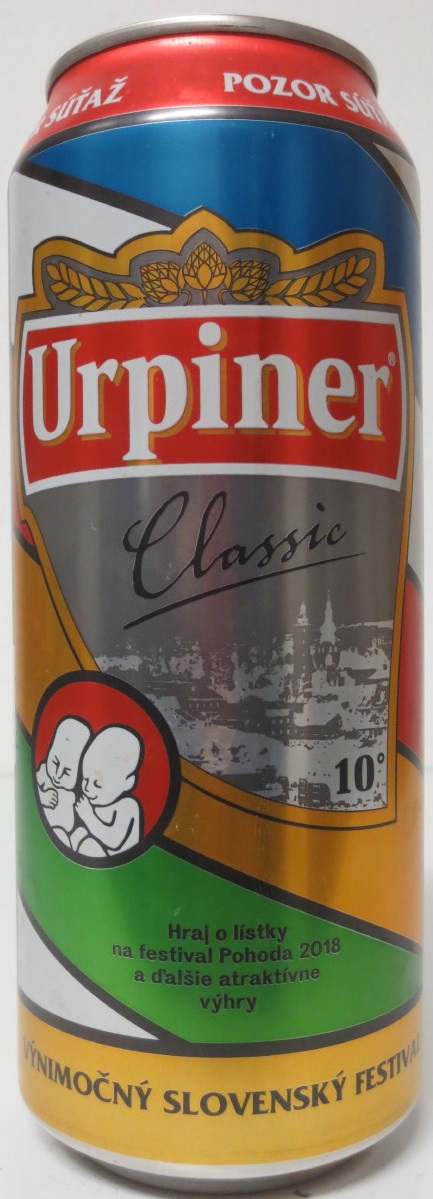 Urpiner Classic 10° PIVO VÝČAPNÉ SVETLÉ festival POHODA 2018 (50cl) (B/O)