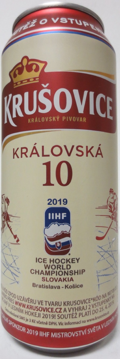 KRUŠOVICE KRÁLOVSKÝ PIVOVAR KRÁLOVSKÁ 10 2019 IIHF (50cl) (B/O)