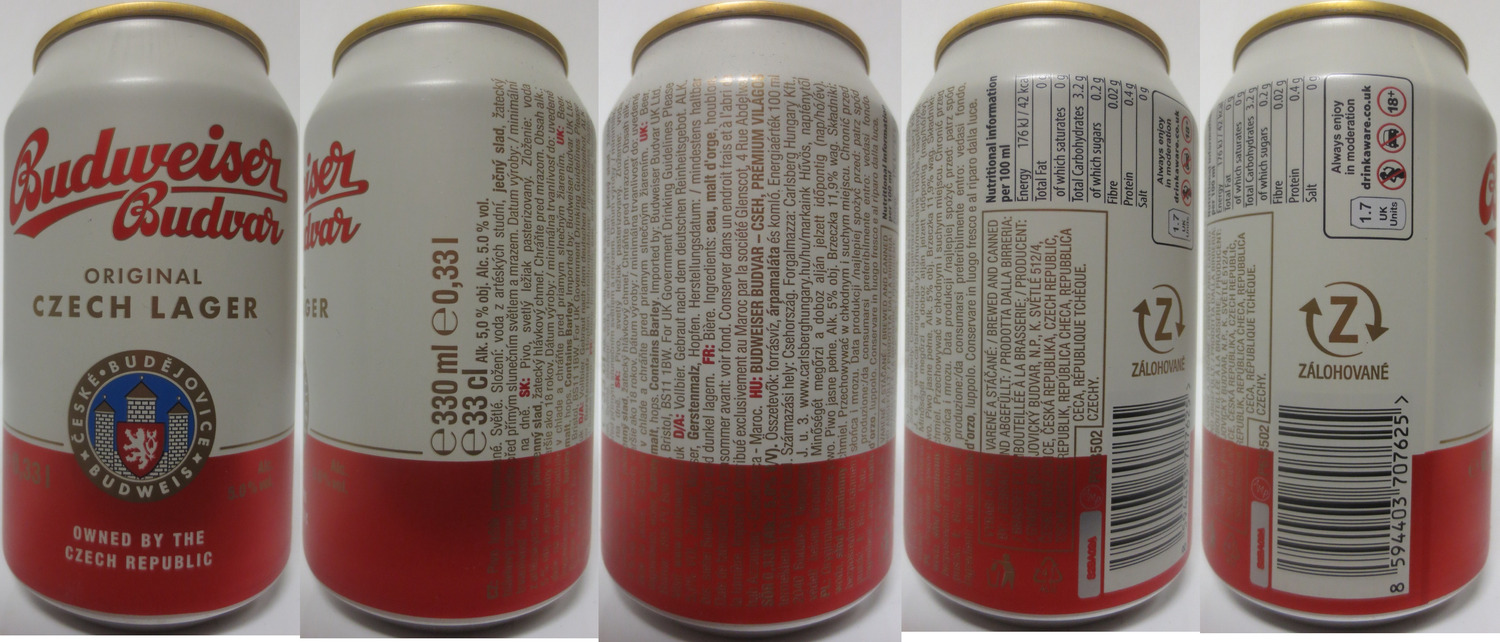 Budweiser Budvar ORIGINAL CZECH LAGER (CZ+SK) (33cl) (B/O) č.1