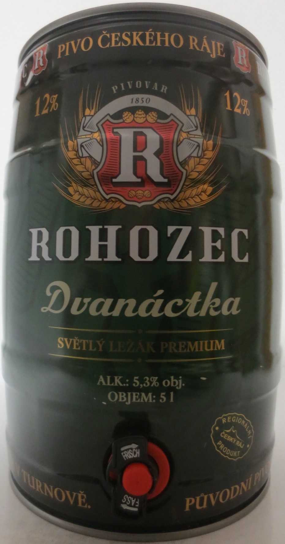 ROHOZEC Dvanáctka SVĚTLÝ LEŽÁK PREMIUM ALK. 5,3% obj. OBJEM 5 l (5L) č.1