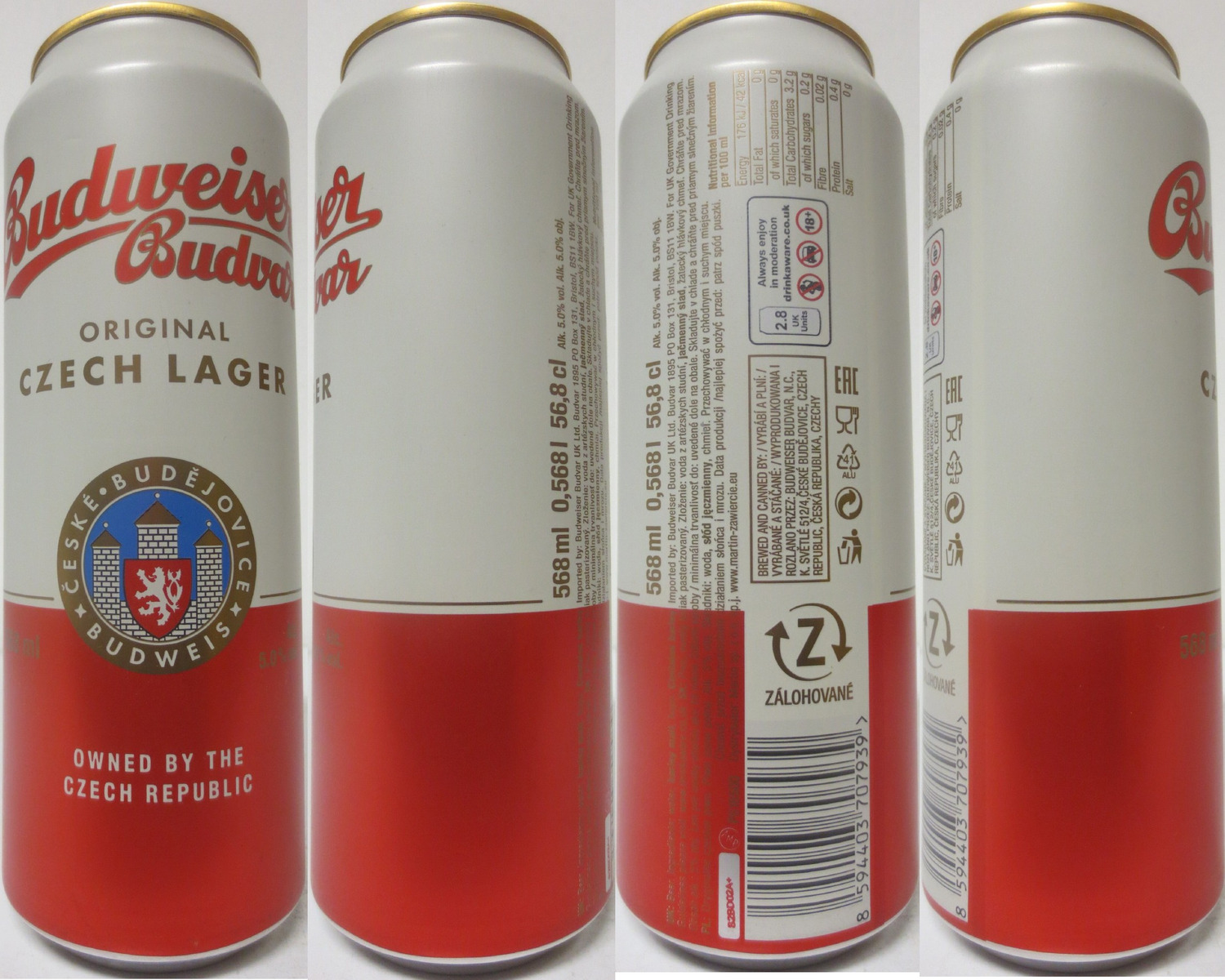 Budweiser Budvar ORIGINAL CZECH LAGER OWNED BY THE CZECH REPUBLIC (UK) (56,8cl) (B-O) č.1