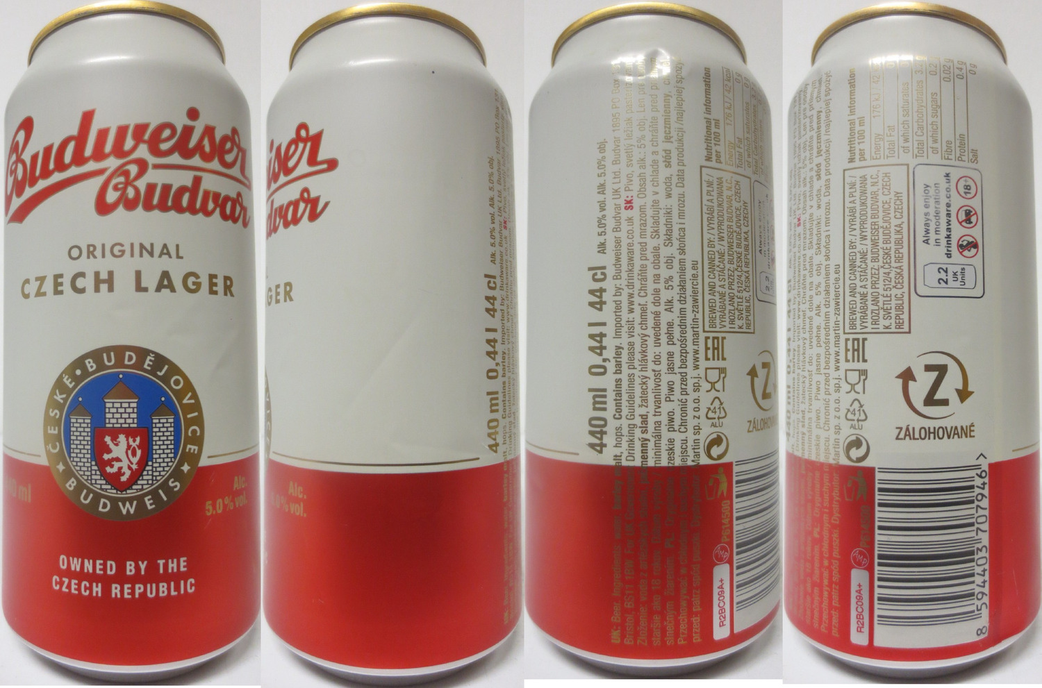 Budweiser Budvar ORIGINAL CZECH LAGER OWNED BY THE CZECH REPUBLIC (UK+SK) (44cl) (T/O) č.1
