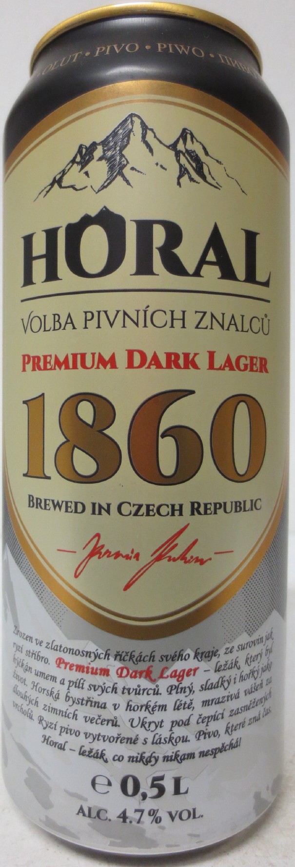 HORAL VOLBA PIVNÍCH ZNALCŮ PREMIUM DARK LAGER 1860 BREWED IN CZECH REPUBLIC (50cl) (B/O) č.1 