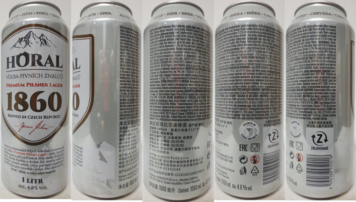 HORAL VOLBA PIVNÍCH ZNALCŮ PREMIUM PILSNER LAGER 1860 BREWED IN CZECH REPUBLIC (CZ) (100cl) (B/O) č.1