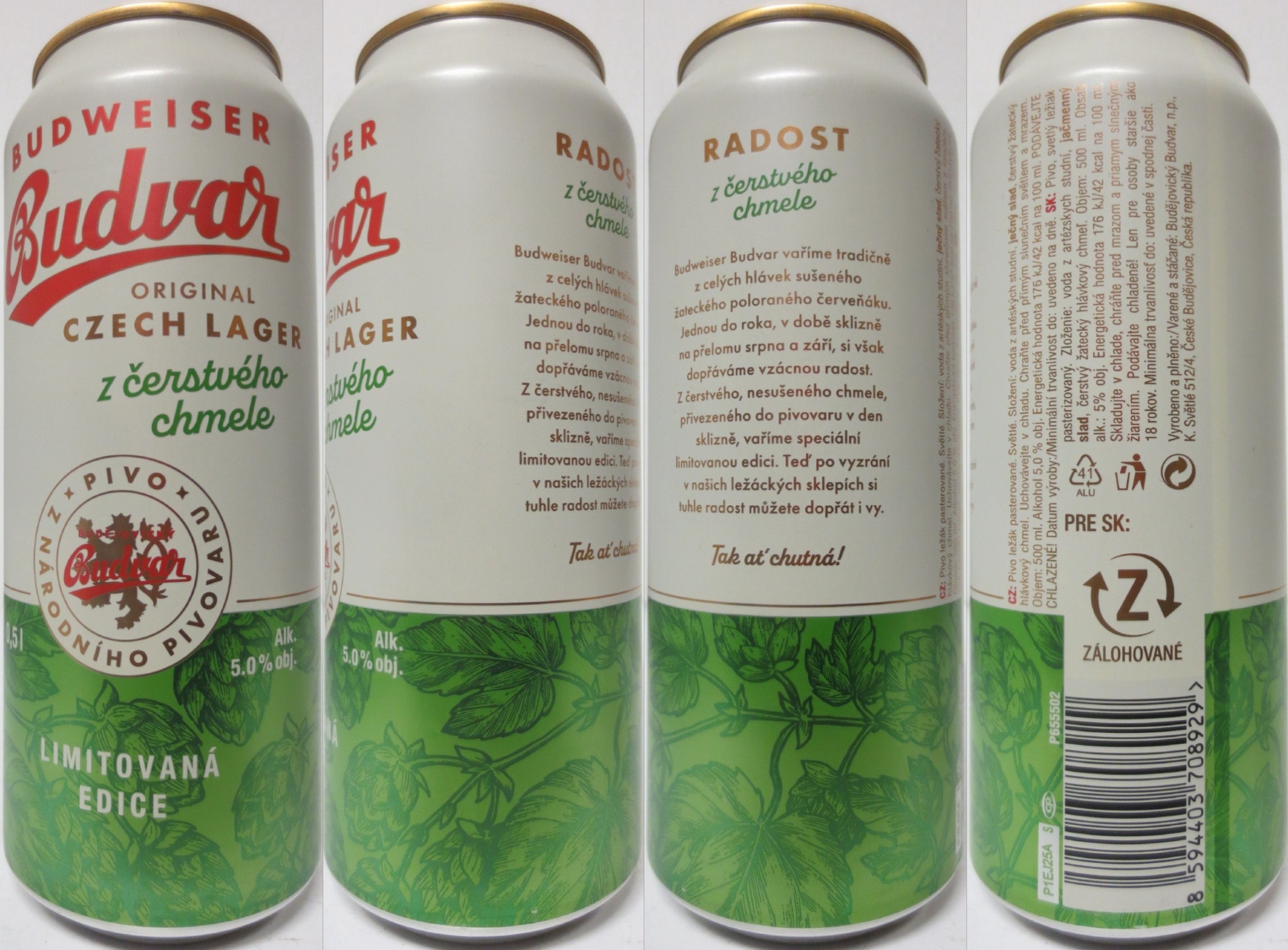 BUDWEISER Budvar ORIGINAL CZECH LAGER z čerstvého chmele LIMITOVANÁ EDICE (50cl) (B/O) č.1