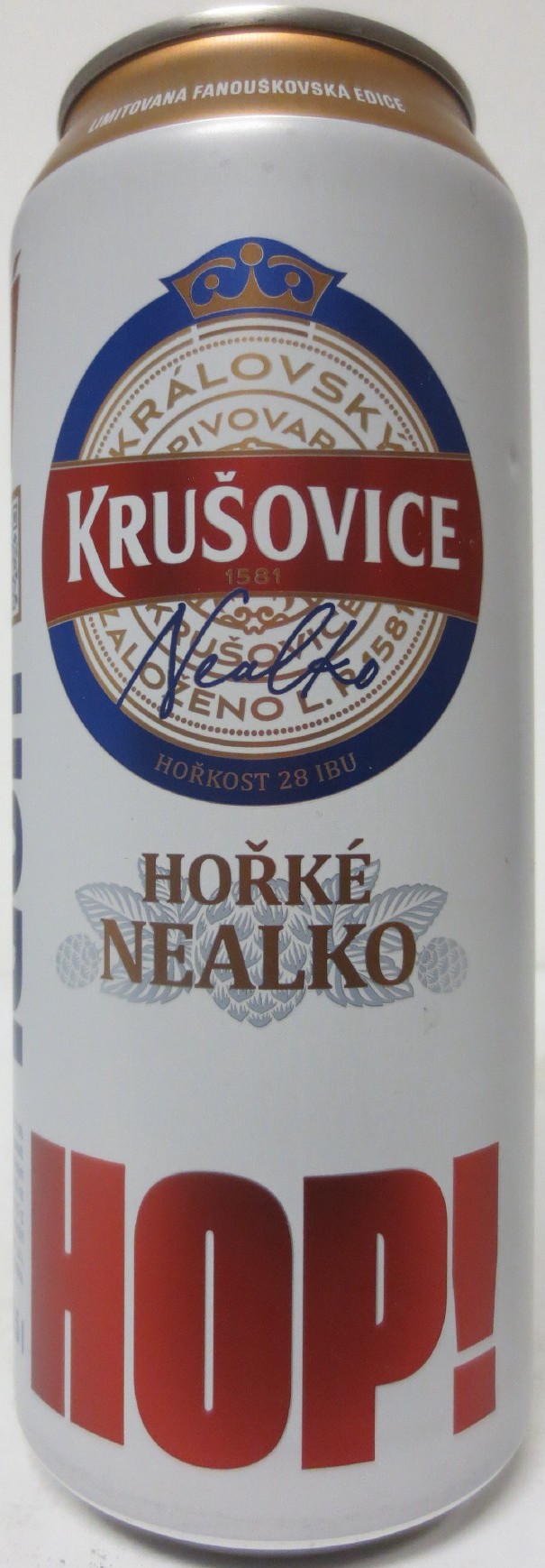 KRUŠOVICE Nealko HOŘKÉ NEALKO KDO NEFANDÍ NENÍ ČECH HOP! (50cl) (B/O) č.1 