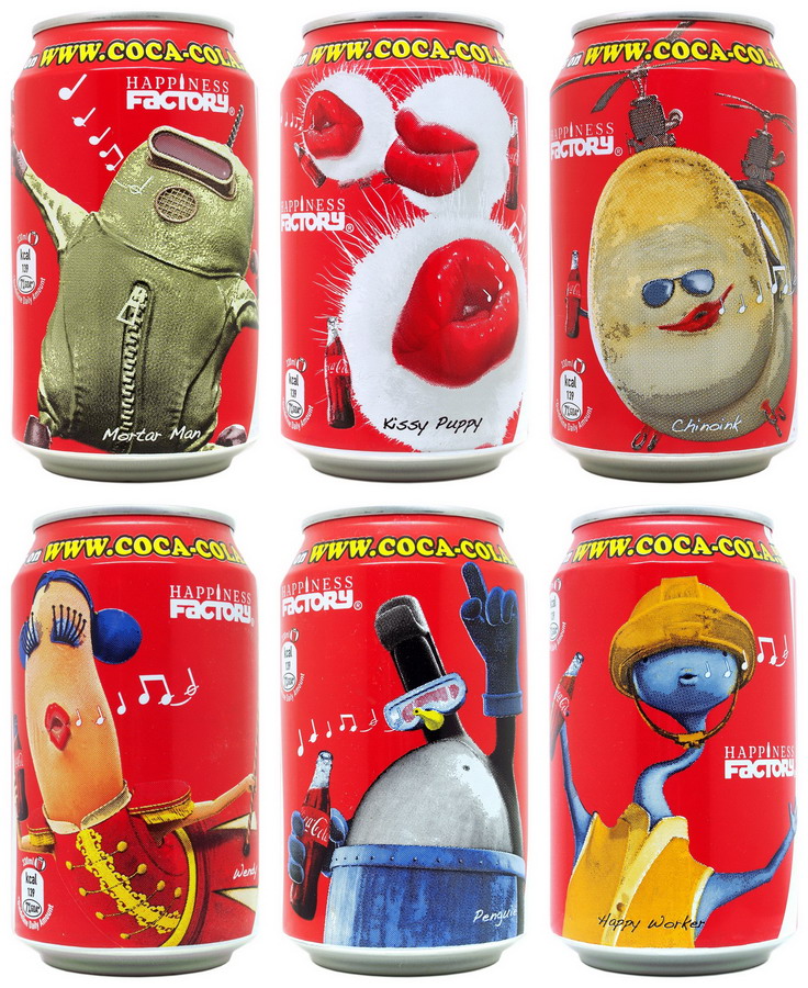 Coca Cola Happiness Factory set from BE-LU-NL (6 cans) (33cl) (B/O)