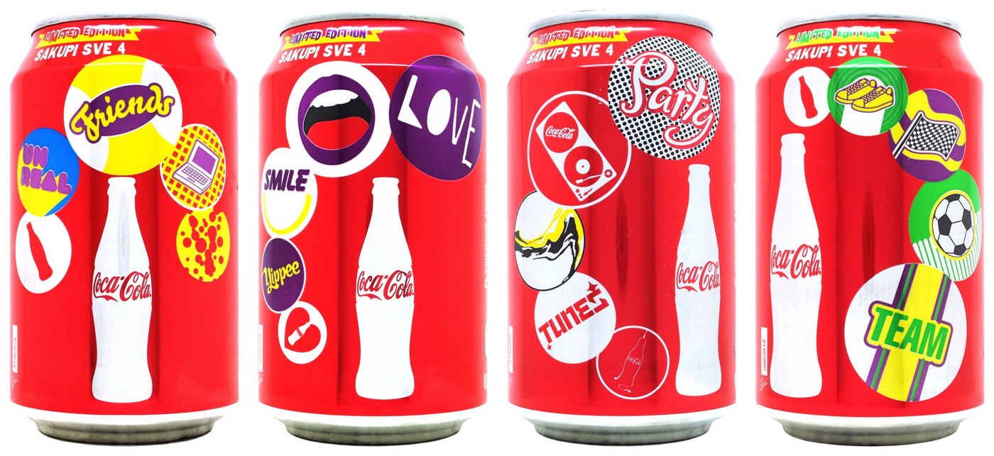 Coca Cola Teen cans set from BOSNIA (4 cans) (SRB)(MNE)(BIH) (33cl) (AF/O)