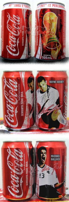 Coca Cola World Cup 2006 set from MALAYSIA (3 cans) (32,5cl) (AF/O)