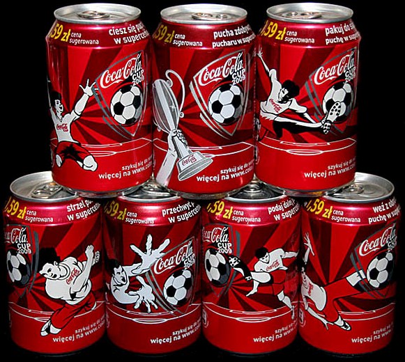 Coca-cola soccer cup 2009 set from POLAND (7 cans) (33cl) (B/O) 