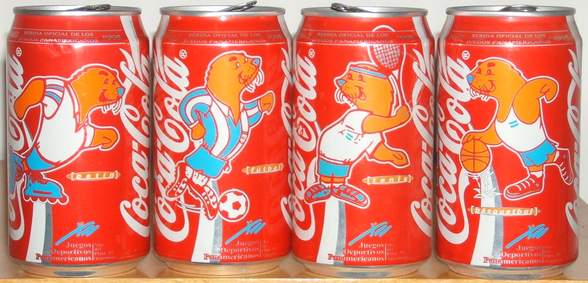 Coca Cola Juegos Panamericanos Mar del Plata 1995 set from ARGENTINA (4 cans) (35,4cl) (B/O)