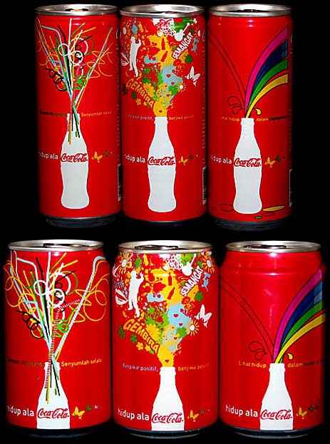 Coca Cola coke side of life set from INDONESIA (3+3 cans) (33cl) (B/O)