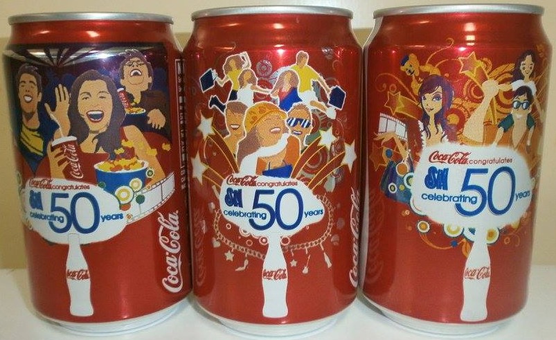Coca Cola Celebrating 50 years set from PHILIPINES (3 cans) (33cl) (B/O)