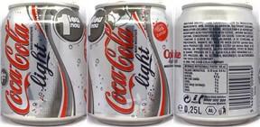 Coca Cola light 1leu nou can from ROMANIA (25cl) (AF/O)
