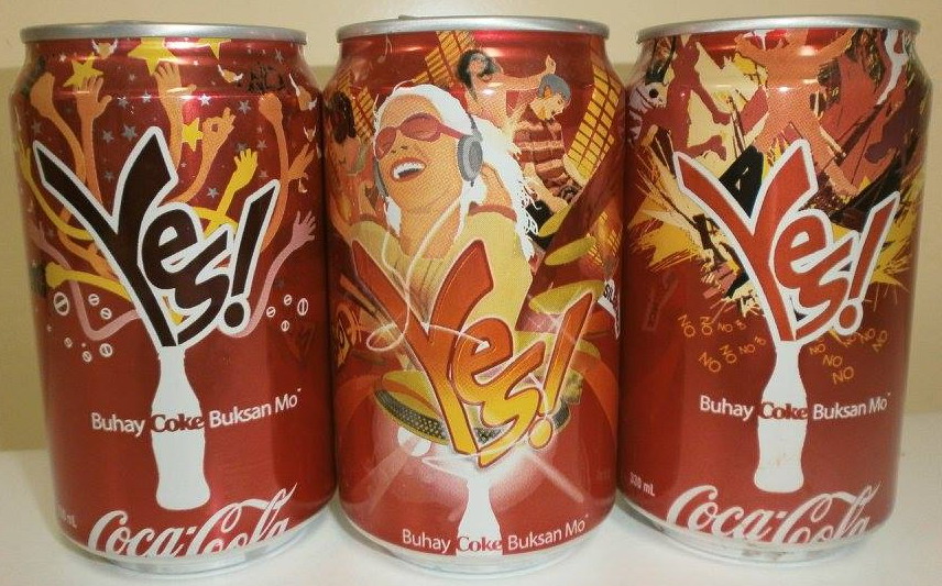 Coca Cola YES! set from PHILIPINES (3 cans) (33cl) (AF/O) 