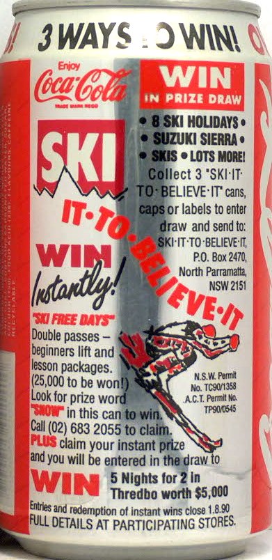Coca Cola Coke OVER S2 MILLION IN PRIZES! 3 WAYS TO WIN! can from AUSTRALIA (37,5cl) (B/O) 