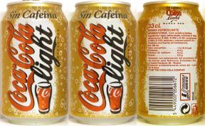 Coca Cola light Sin Cafeina can from SPAIN (33cl) (B/O) 