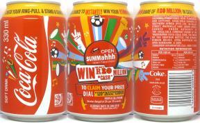 Coca Cola SOFT DRINK OPEN SUMMahhh WIN R20 CASH MILLION can from SOUTH AFRICA (33cl) (B/O) 