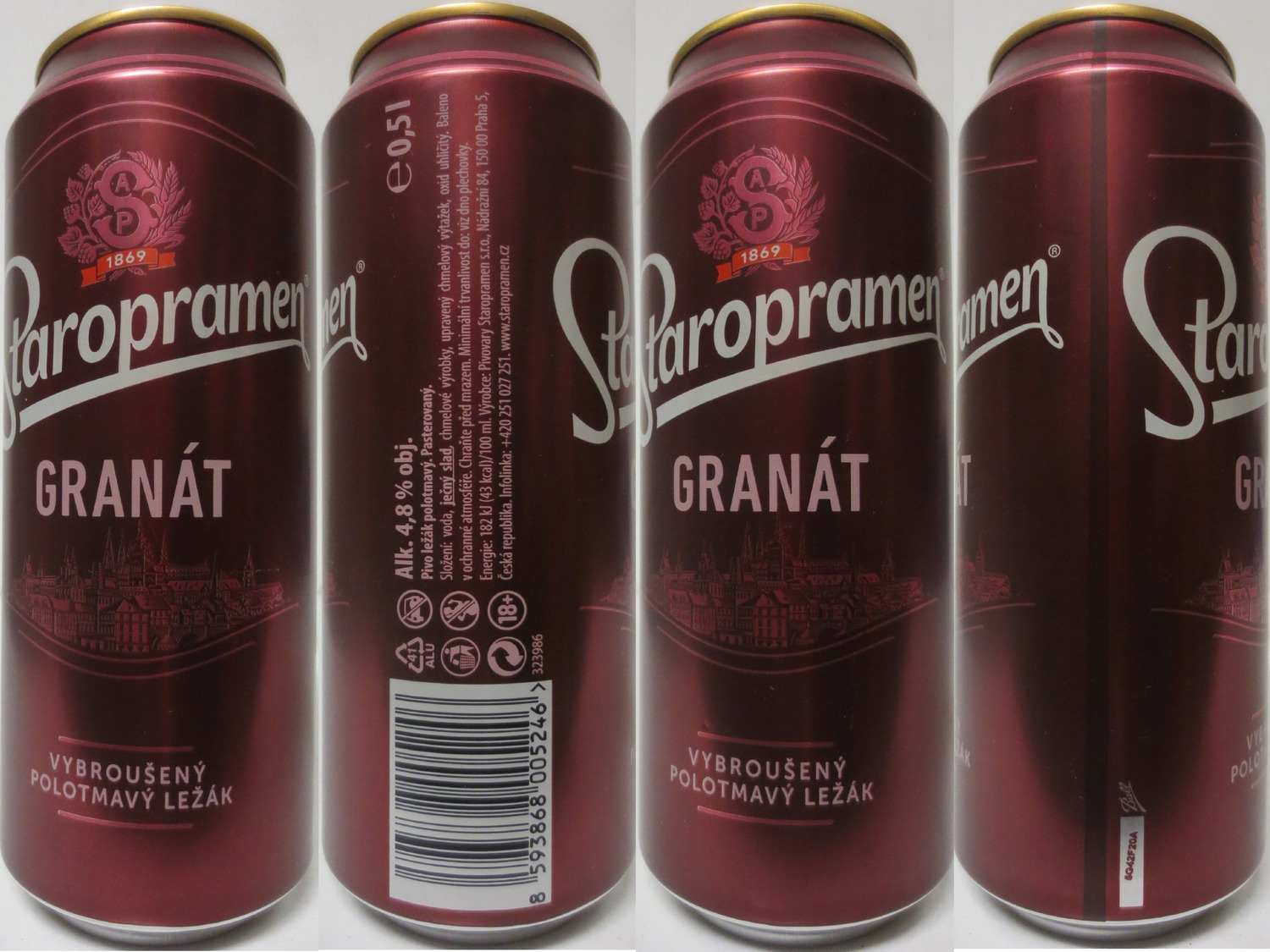 Staropramen GRANÁT VYBROUŠENÝ POLOTMAVÝ LEŽÁK (CZ) (50cl) (B/O) č.1