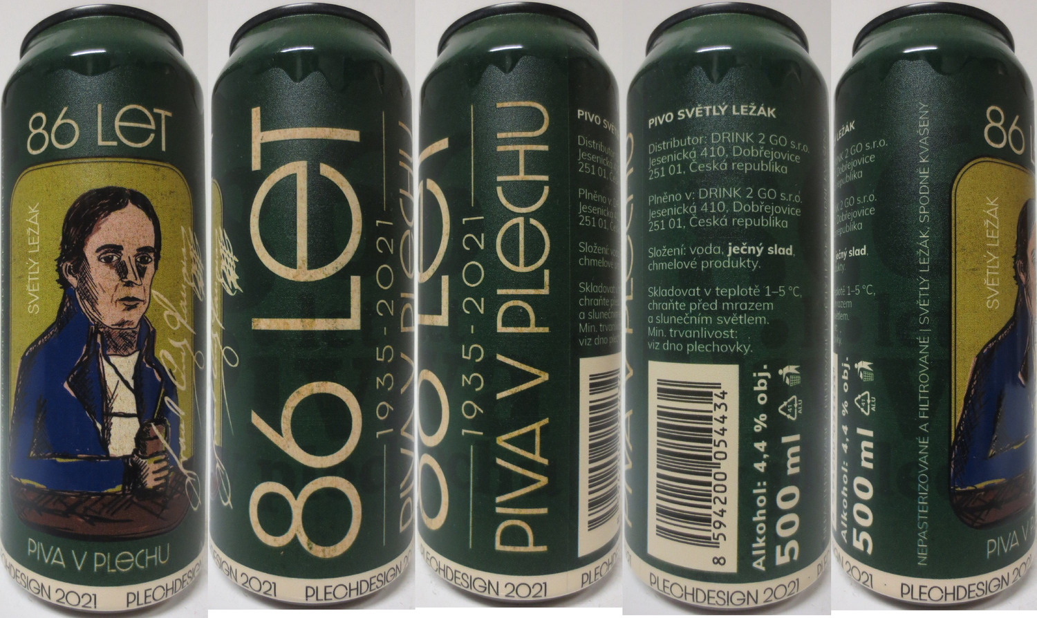 PIVO SVĚTLÝ LEŽÁK 86 LET 1935-2021 PIVA V PLECHU (CZ) (50cl) (B/O) č.1