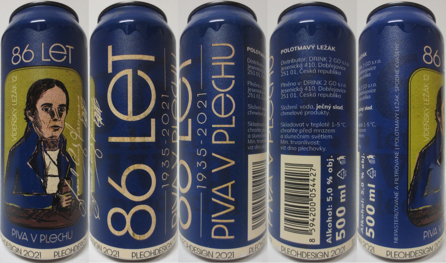 POLOTMAVÝ  LEŽÁK 86 LET 1935-2021 PIVA V PLECHU (CZ) (50cl( (B/O) č.1