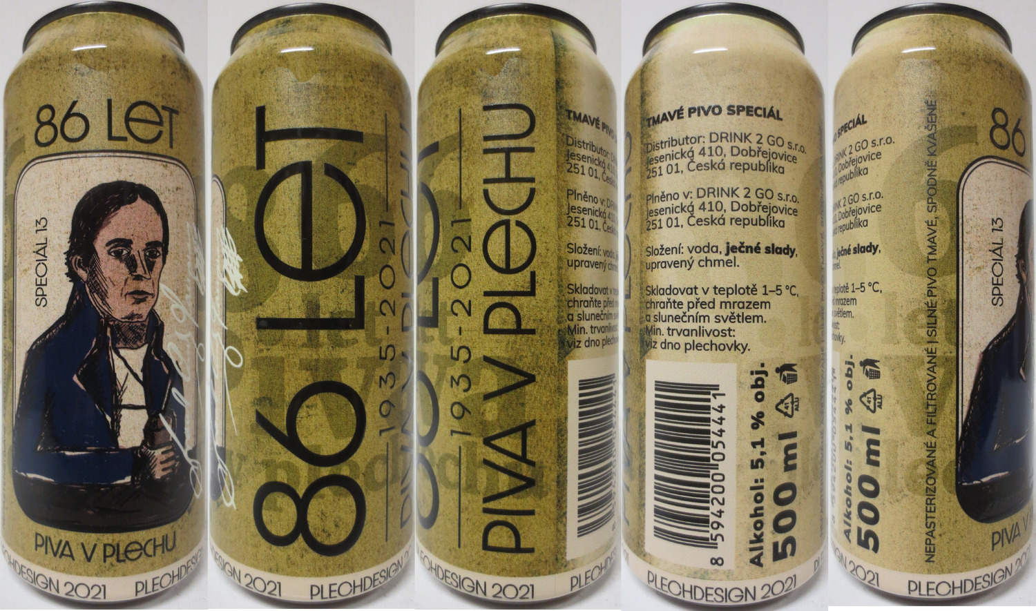 TMAVÉ PIVO SPECIÁL 86 LET 1935-2021 PIVA V PLECHU (50cl) (B/O) č.1