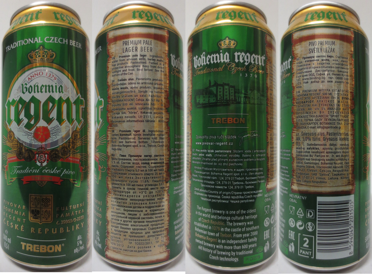 Bohemia regent TRADITIONAL CZECH BEER Tradiční české pivo TREBON (CZ) (50cl) (B/O) č.1