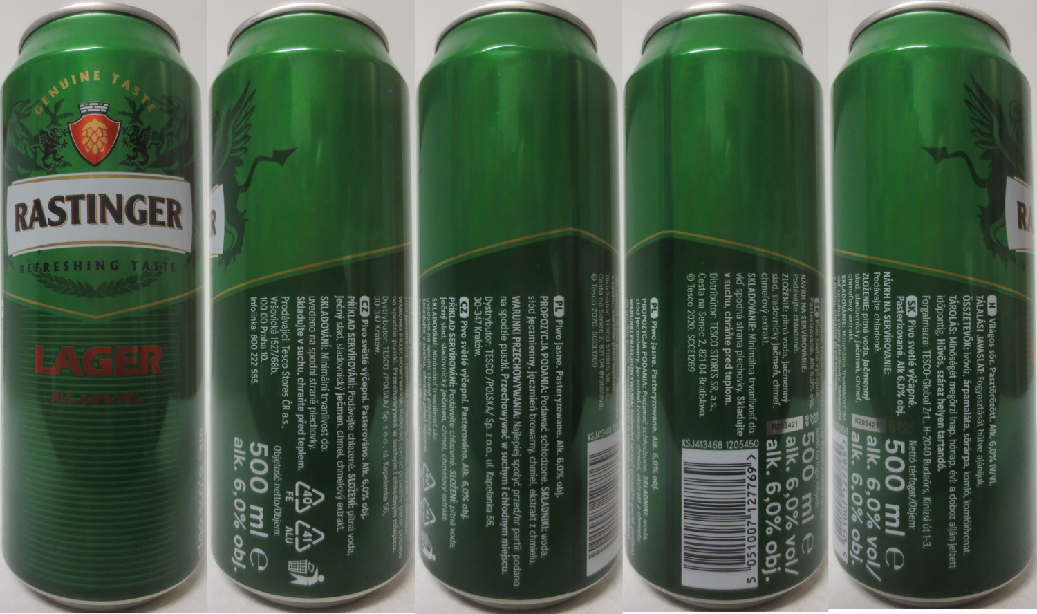 RASTINGER REFRESHING TASTE LAGER (CZ) (50cl) (B/O) č.1
