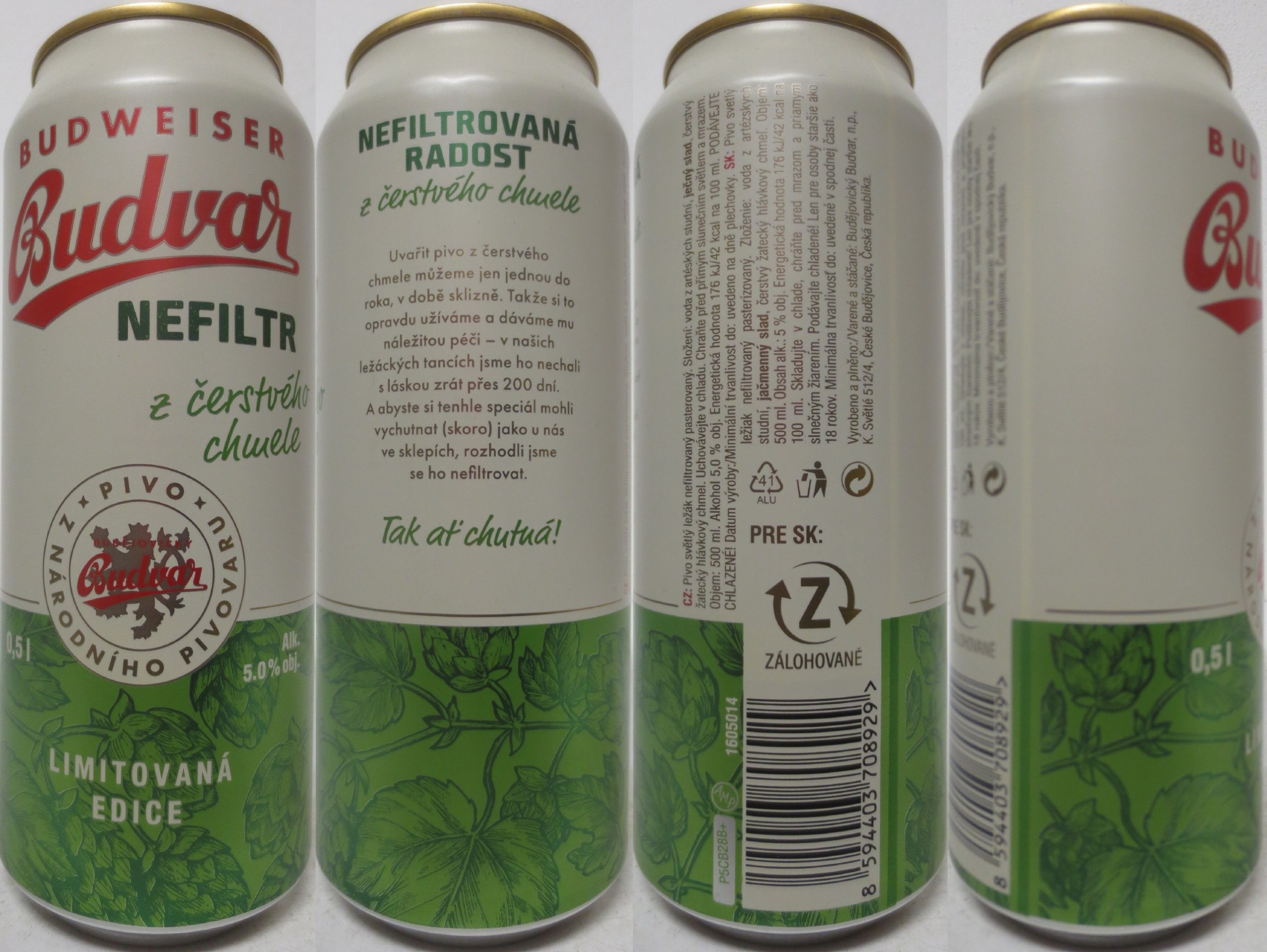 BUDWEISER Budvar NEFILTR z čerstvého chmele LIMITOVANÁ EDICE (50cl) (B/O) č.1