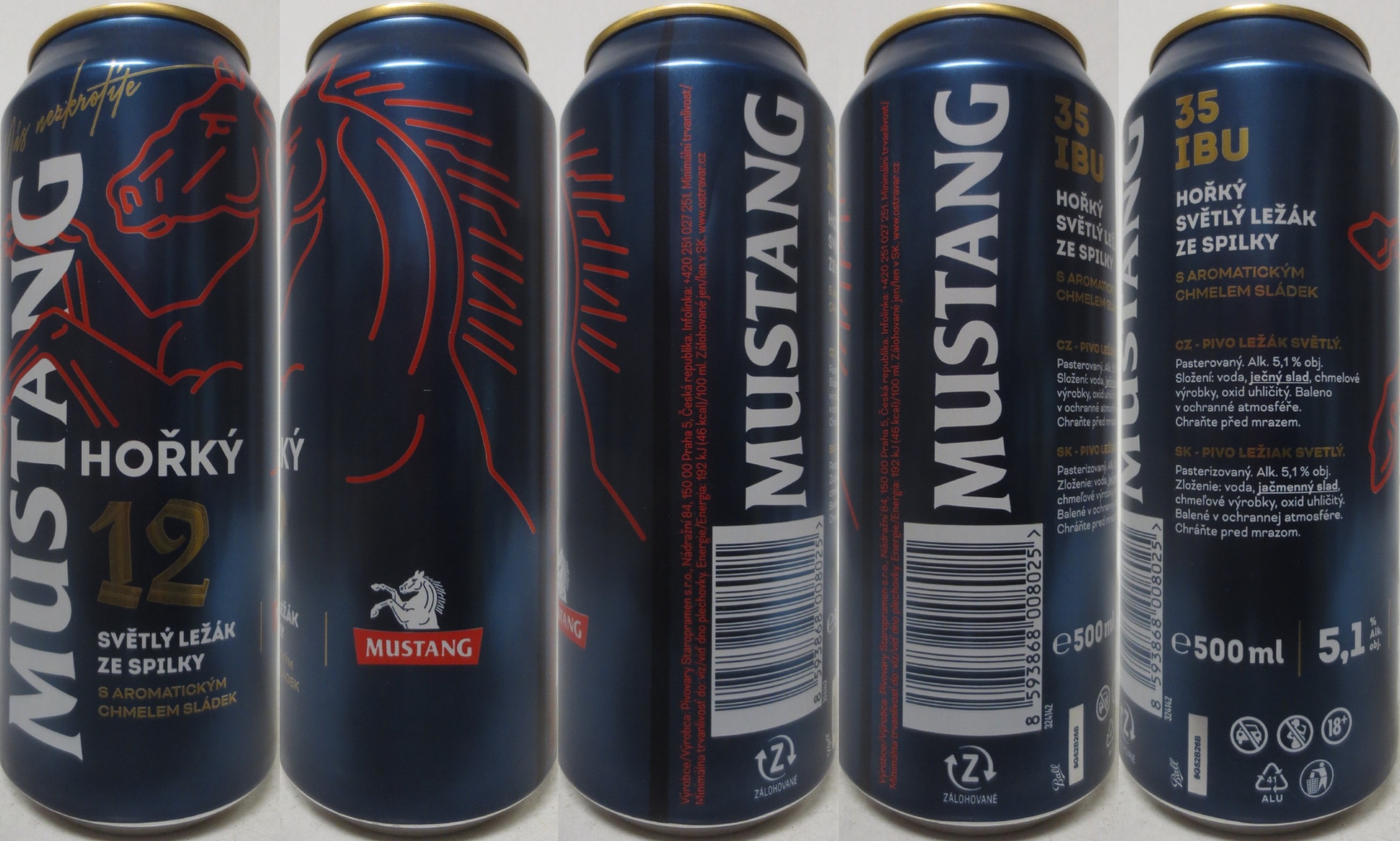 MUSTANG HOŘKÝ 12 SVĚTLÝ LEŽÁK ZE SPILKY S AROMATICKÝM CHMELEM SLÁDEK (50cl) (B/O) č.1