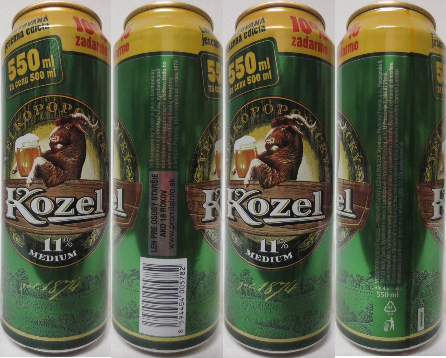 VELKOPOPOVICKÝ Kozel 11% MEDIUM 1874 550ml LIMITOVANÁ jesenná edicia 10% zadarmo (SK) (55cl) (B/O) č.1 