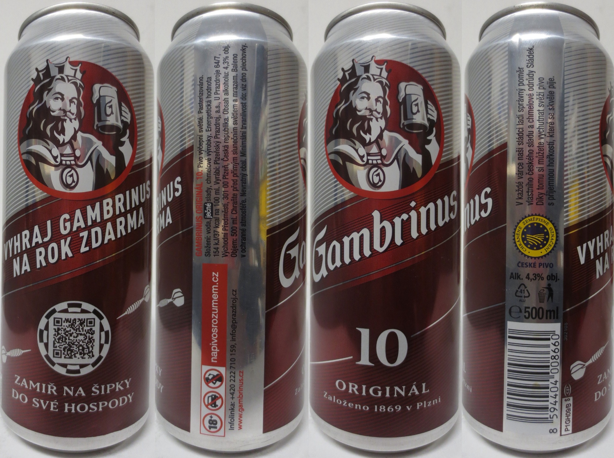 Gambrinus 1O ORIGINÁL VYHRAJ GAMBRINUS NA ROK ZDARMA ZAMIŘ NA ŠIPKA DO SVÉ HOSPODY (50cl) (B/O) č.1 