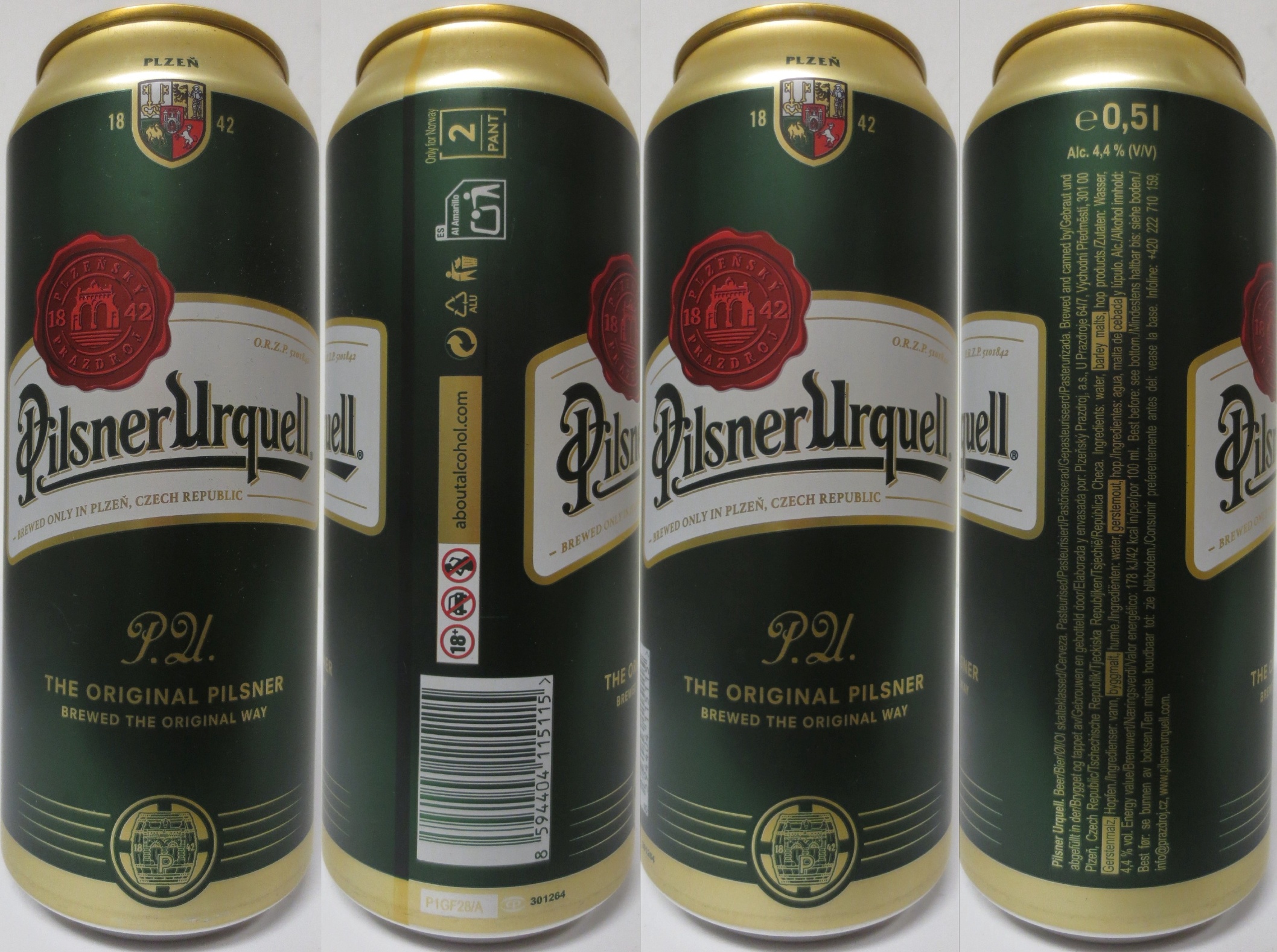 Pilsner Urquell P.U. THE ORIGINAL PILSNER BREWED THE ORIGINAL WAY (NO) (50cl) (B/O) č.2