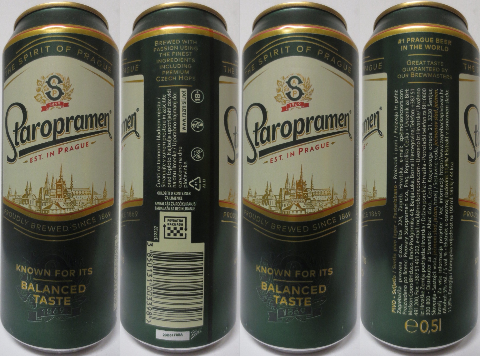 Staropramen EST. IN PRAGUE KNOWN FOR ITS BALANCED TASTE (HR) (50cl) (B/O) č.4 