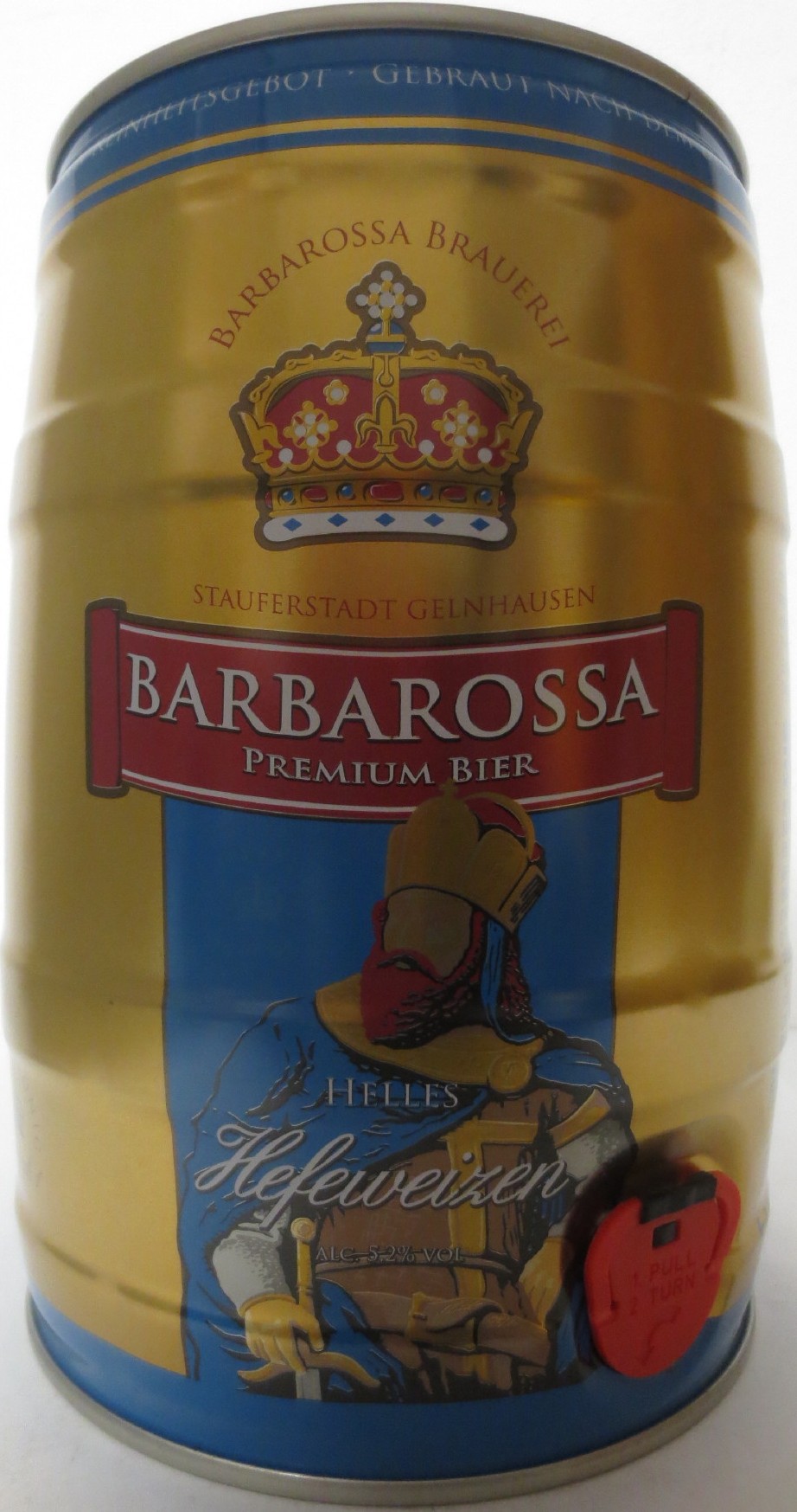 BARBAROSSA PREMIUM BIER HELLES Hefeweizen ALC. 5,2% VOL (5L) Nr.1 