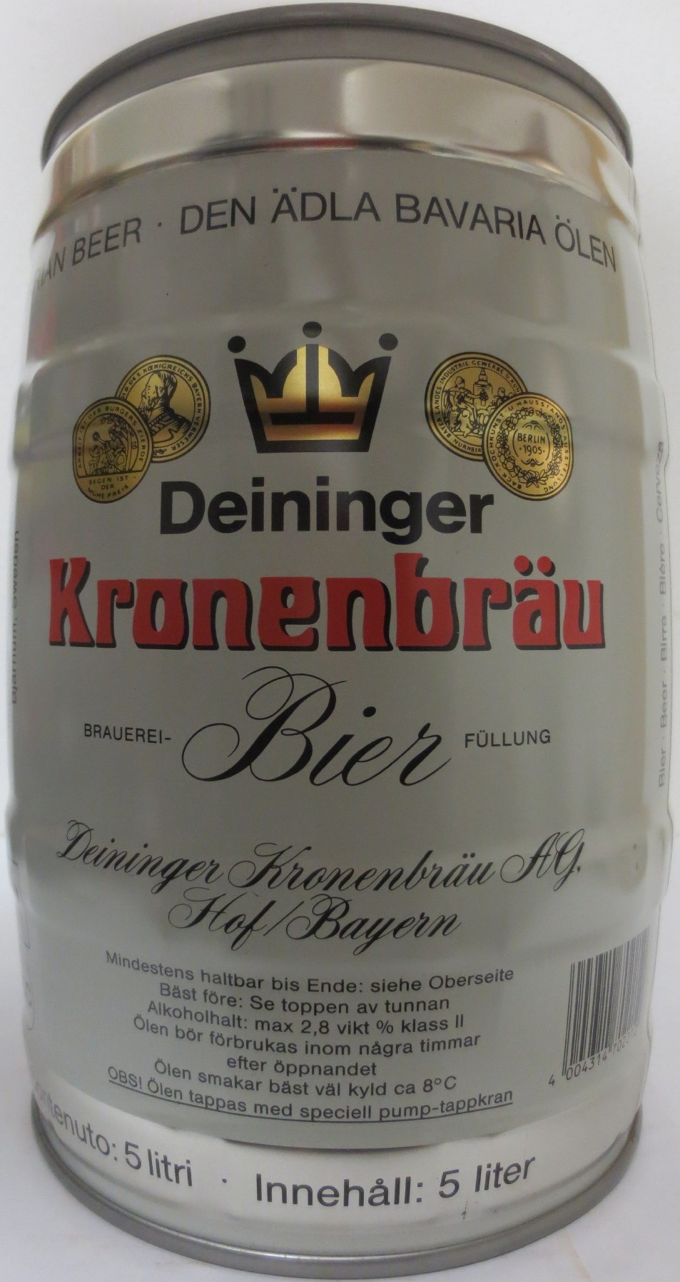 Deininger Kronenbräu BRAUEREI-Bier FÜLLUNG (5L) Nr.1 