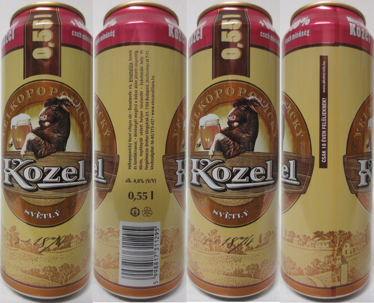 VELKOPOPOVICKÝ Kozel SVĚTLÝ zal. 1874 0,55l +10% (HU) (55cl) (B/O) č.2 