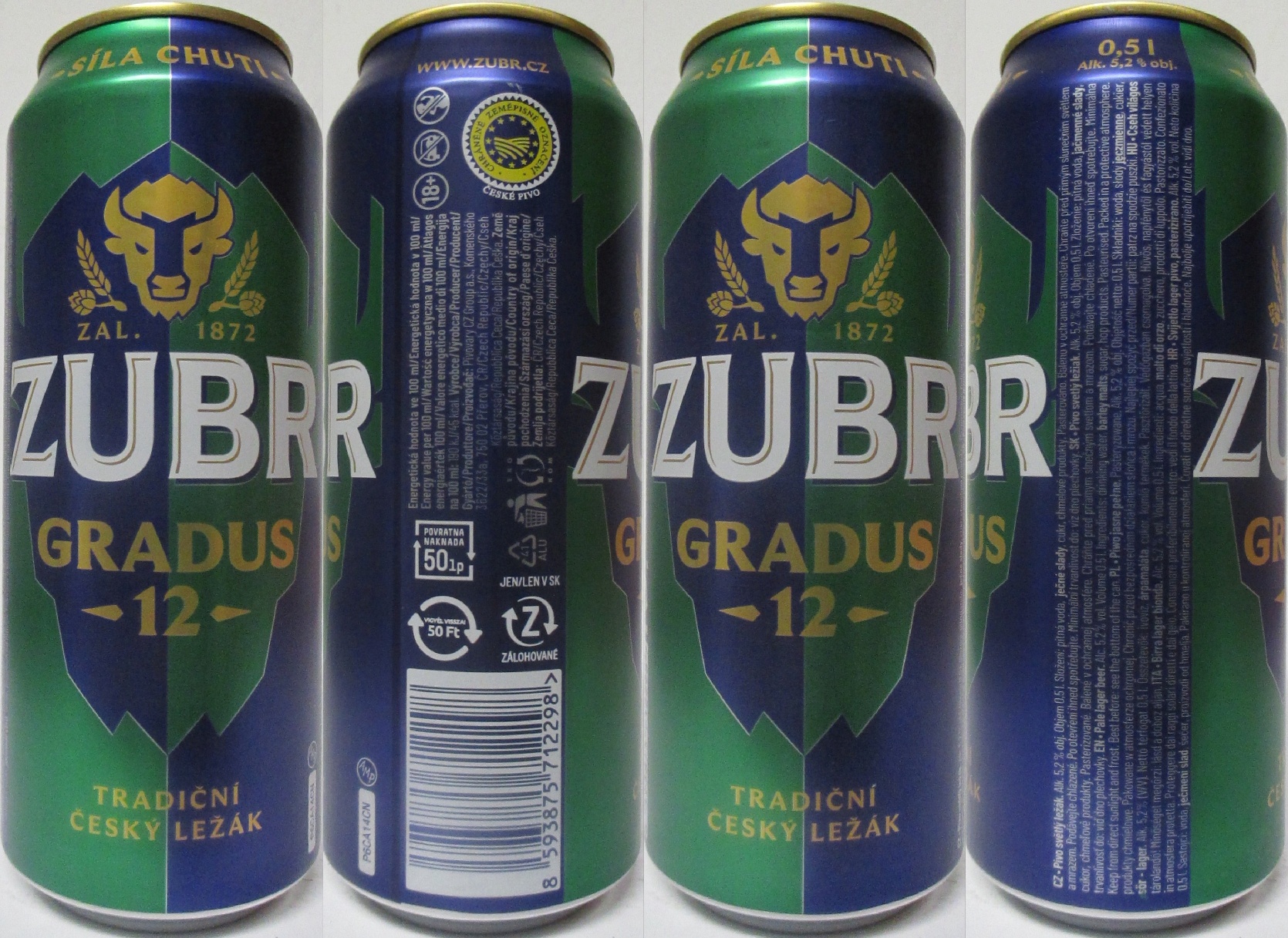 ZUBR GRADUS -12- TRADIČNÍ ČESKÝ LEŽÁK (CZ) (50cl) (B/O) č.1 